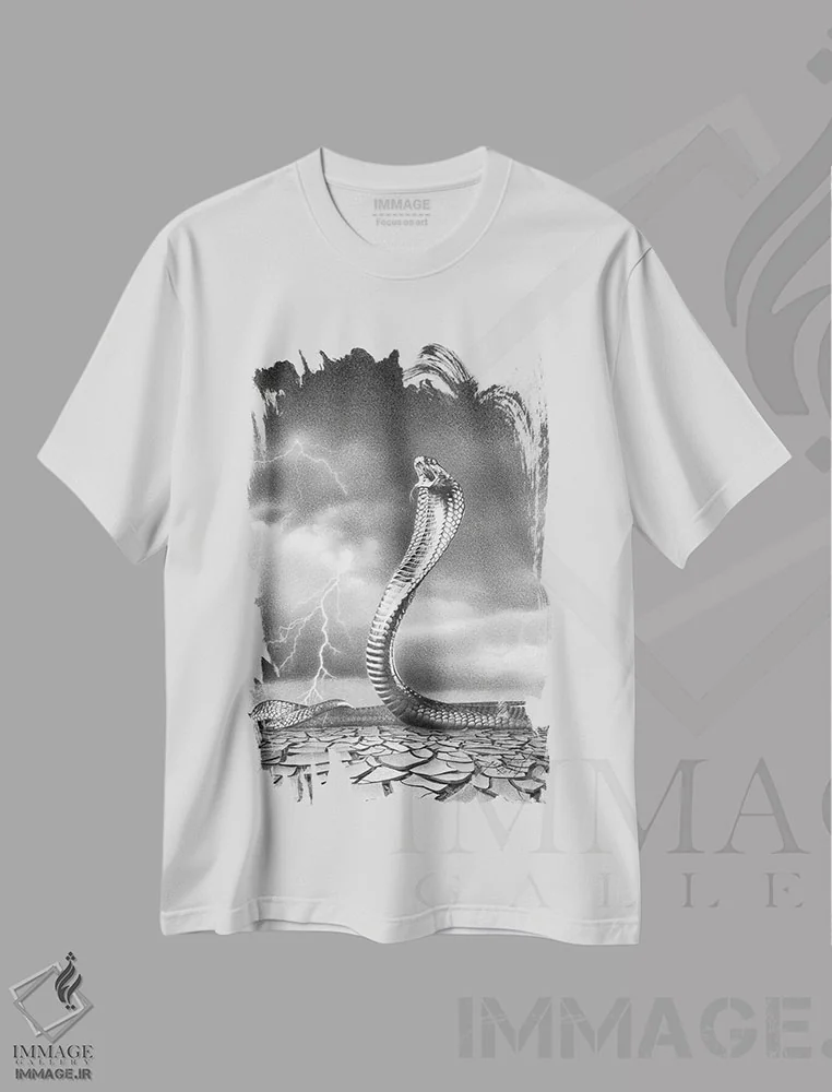 تیشرت سفید طرح دار – تیشرت فانتزی ,طوفان در راه است اثر میرو گرادینشاک فروشگاه ایماژ