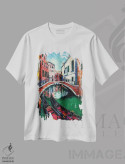تیشرت سفید طرح دار – تیشرت هنری ,رمانس ونیز اثر مونا ادولسکو فروشگاه ایماژ