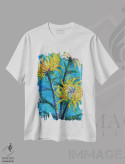 تیشرت سفید طرح دار – تیشرت هنری ,دسته گل داوودی اثر مونا ادولسکو immage.ir