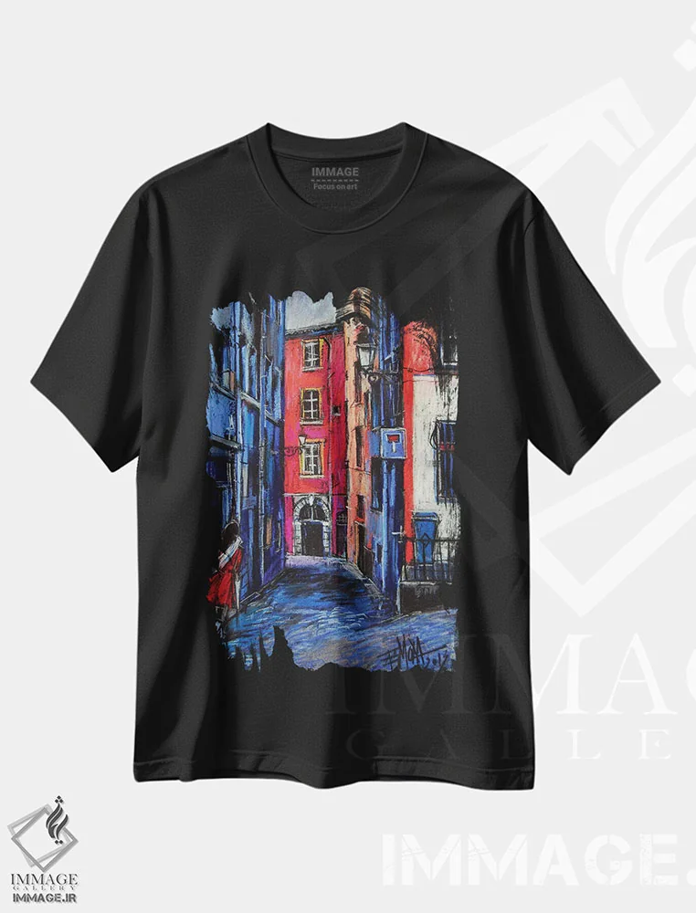 تیشرت مشکی طرح دار – تیشرت شهری ,میدان ترینیتِه، لیون اثر مونا ادولسکو فروشگاه ایماژ