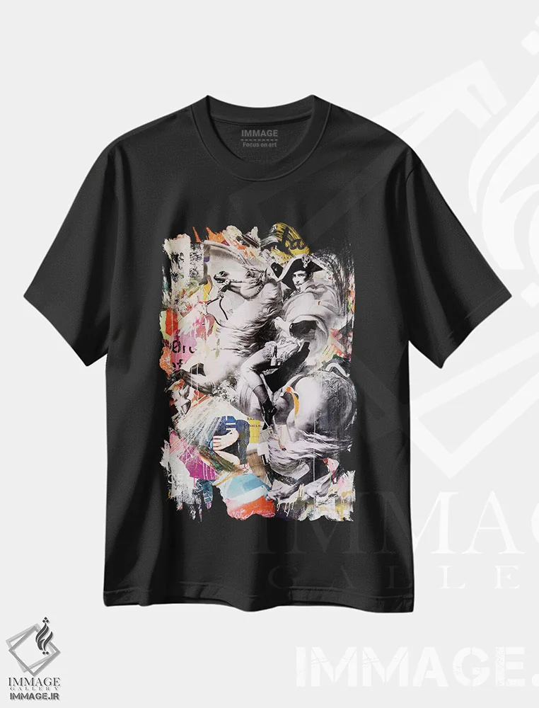 تیشرت مشکی طرح دار – تیشرت پاپ آرت ,مبارزه برای آینده اثر میشیل فولکرز فروشگاه ایماژ