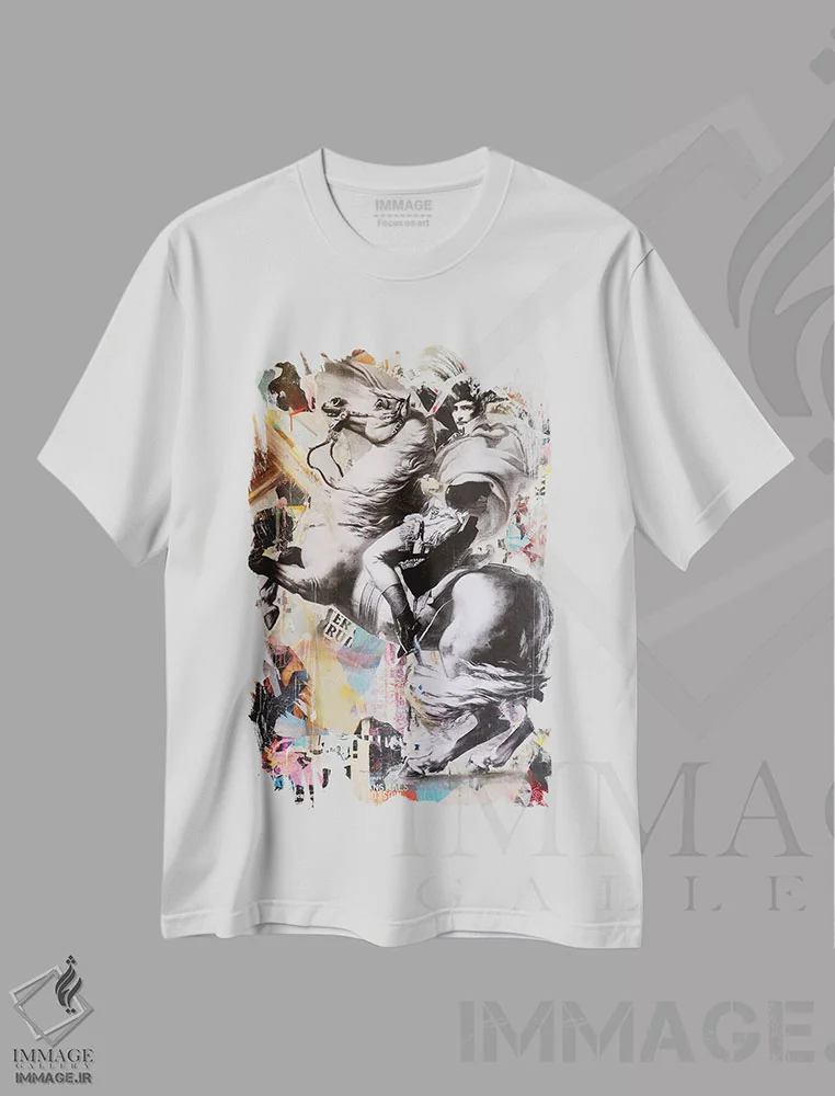 تیشرت سفید طرح دار – تیشرت پاپ آرت ,مبارزه برای آینده اثر میشیل فولکرز immage.ir
