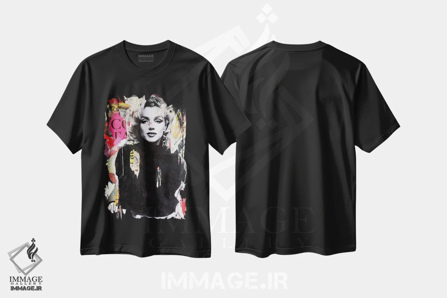 تیشرت مشکی طرح دار – تیشرت پاپ آرت ,مرلین اثر میشیل فولکرز immage.ir
