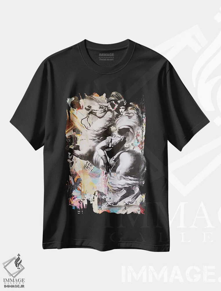 تیشرت مشکی طرح دار – تیشرت پاپ آرت ,مبارزه برای آینده اثر میشیل فولکرز فروشگاه ایماژ