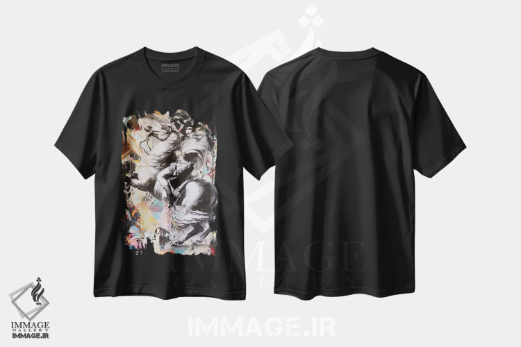 تیشرت مشکی طرح دار – تیشرت پاپ آرت ,مبارزه برای آینده اثر میشیل فولکرز فروشگاه ایماژ