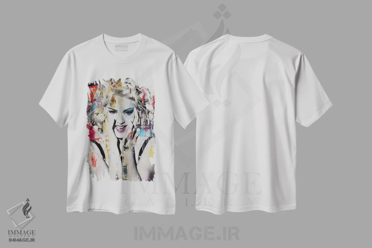 تیشرت سفید طرح دار – تیشرت موسیقی ,بانوی مادونا اثر میشیل فولکرز فروشگاه ایماژ