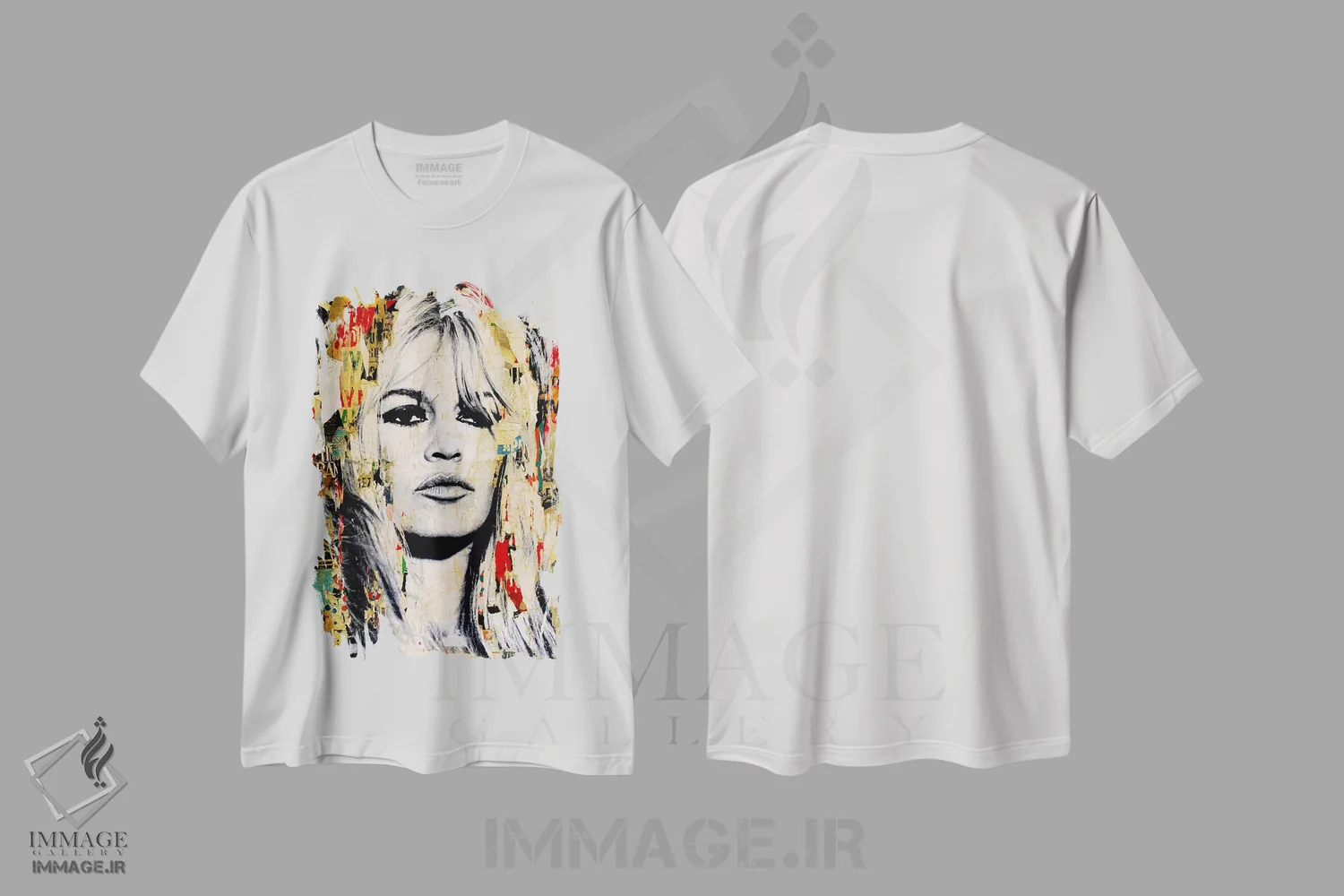 تیشرت سفید طرح دار – تیشرت هنری ,بریژیت باردو اثر میشیل فولکرز فروشگاه ایماژ