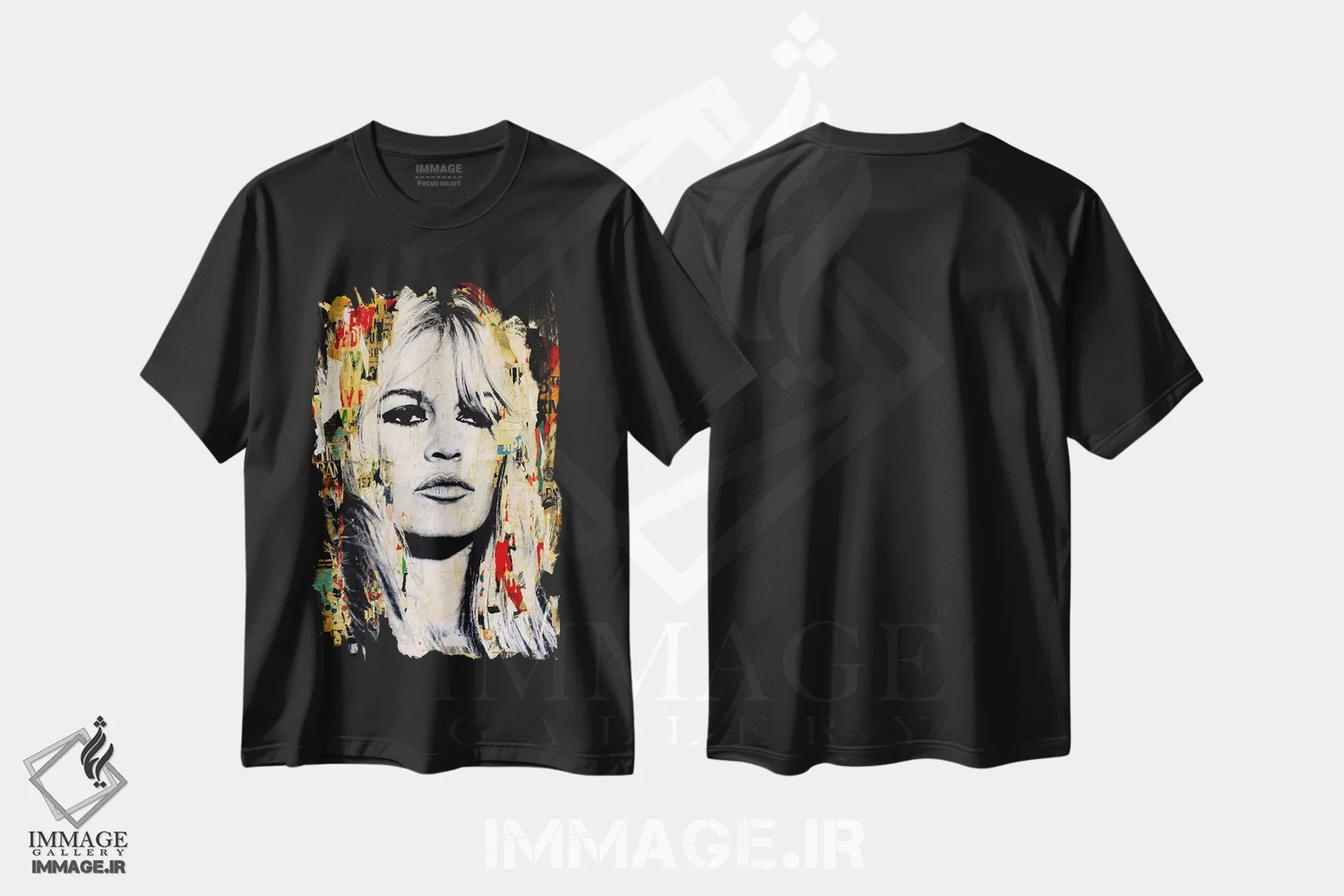 تیشرت مشکی طرح دار – تیشرت هنری ,بریژیت باردو اثر میشیل فولکرز immage.ir