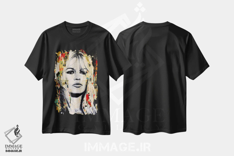 تیشرت مشکی طرح دار – تیشرت هنری ,بریژیت باردو اثر میشیل فولکرز immage.ir
