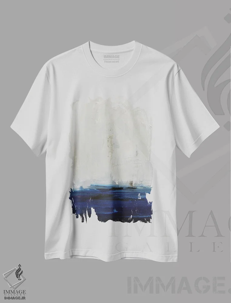 تیشرت سفید طرح دار – تیشرت مینیمال ,شهر آبی I اثر میشل گورت فروشگاه ایماژ