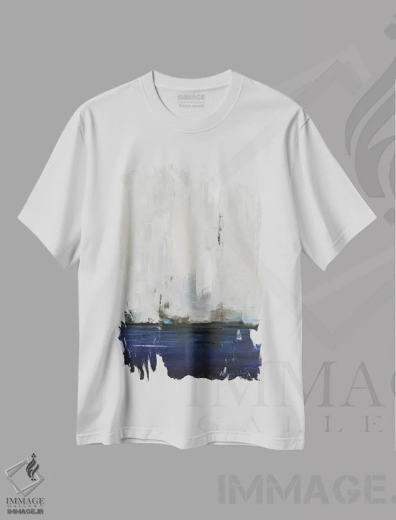 تیشرت سفید طرح دار – تیشرت آبستره ,شهر آبی II اثر میشل گورت immage.ir