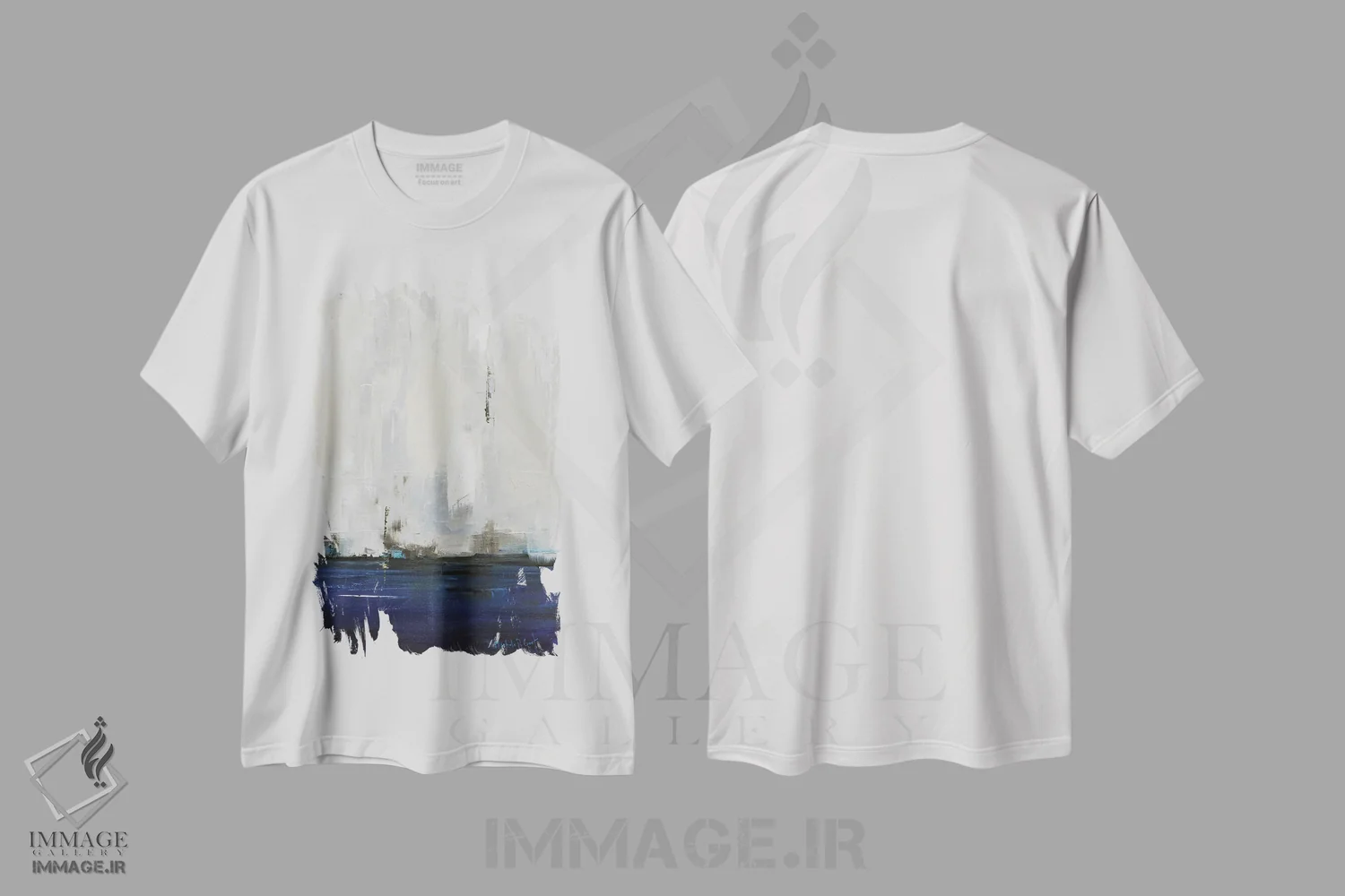 تیشرت سفید طرح دار – تیشرت آبستره ,شهر آبی II اثر میشل گورت immage.ir