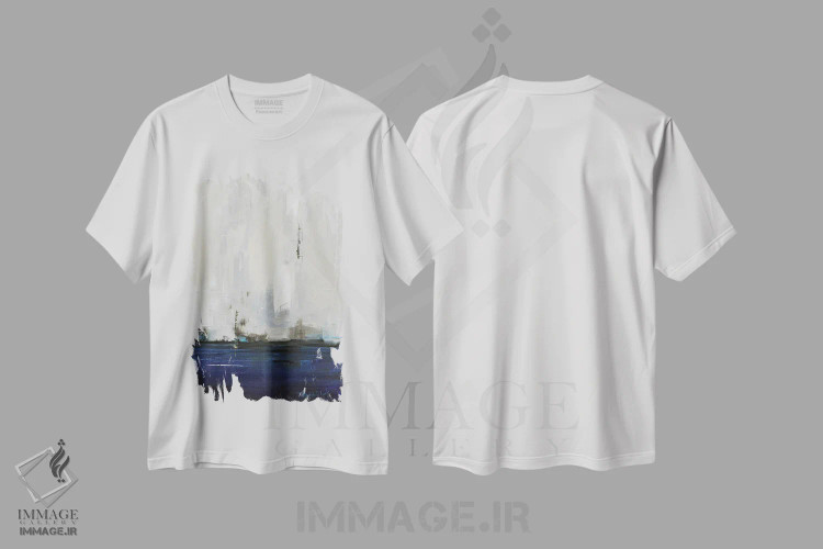 تیشرت سفید طرح دار – تیشرت آبستره ,شهر آبی II اثر میشل گورت immage.ir