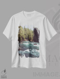 تیشرت سفید طرح دار – تیشرت طبیعت ,رودخانه شمال غرب اقیانوس آرام فیروزه ای اثر نیچر مجیک immage.ir