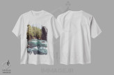 تیشرت سفید طرح دار – تیشرت طبیعت ,رودخانه شمال غرب اقیانوس آرام فیروزه ای اثر نیچر مجیک immage.ir