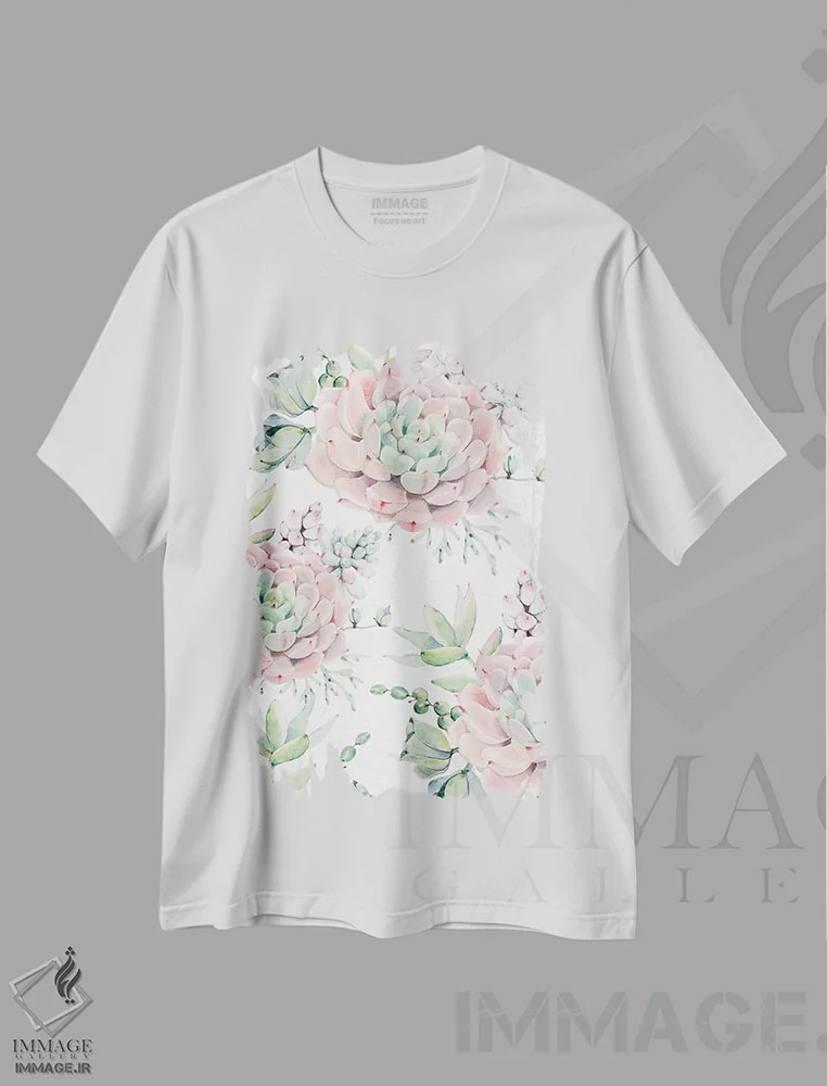 تیشرت سفید طرح دار – تیشرت گلدار ,ساکولنت های گلدار جنوب غربی I اثر نیچر مجیک فروشگاه ایماژ