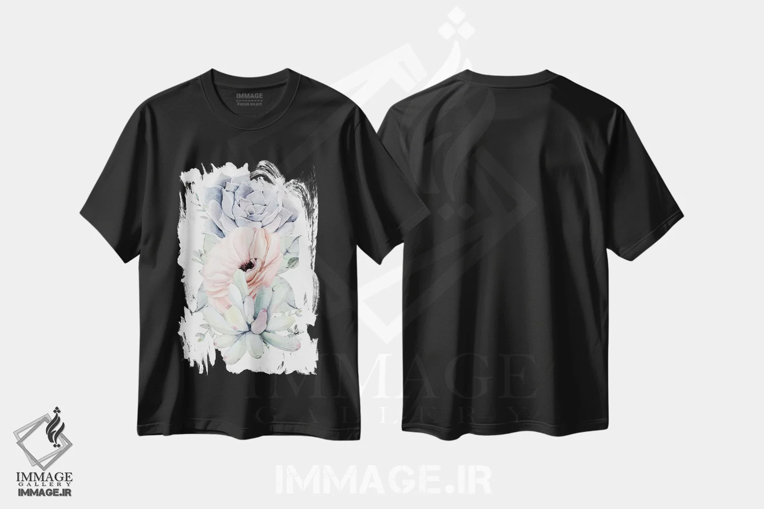 تیشرت مشکی طرح دار – تیشرت روز مادر ,ساکولنت های گلدار جنوب غربی سبز نعناعی II اثر نیچر مجیک فروشگاه ایماژ