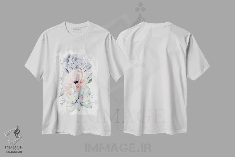 تیشرت سفید طرح دار – تیشرت روز مادر ,ساکولنت های گلدار جنوب غربی سبز نعناعی II اثر نیچر مجیک immage.ir