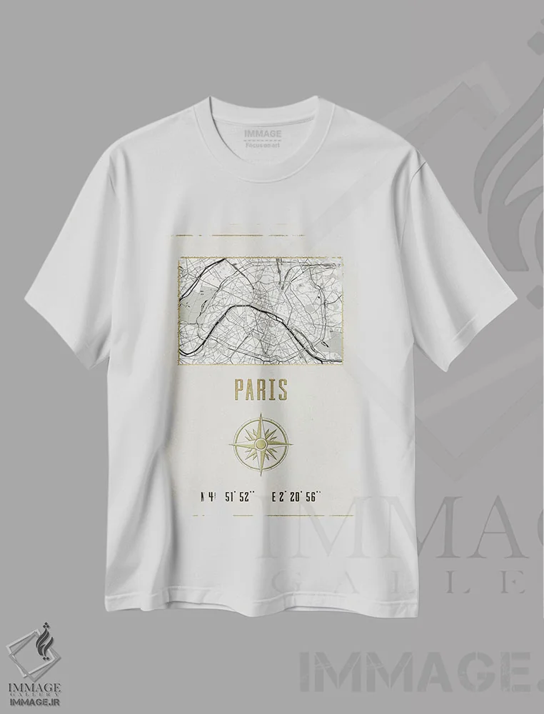 تیشرت سفید طرح دار – تیشرت شهری ,پاریس، فرانسه II اثر نیچر مجیک immage.ir