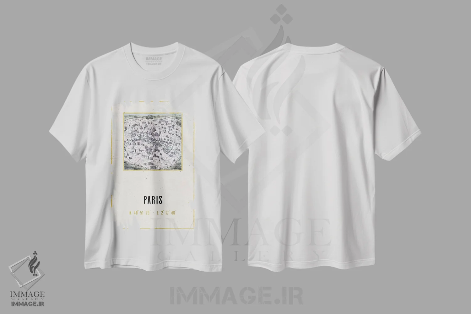 تیشرت سفید طرح دار – تیشرت نقشه ,پاریس، فرانسه III اثر نیچر مجیک فروشگاه ایماژ