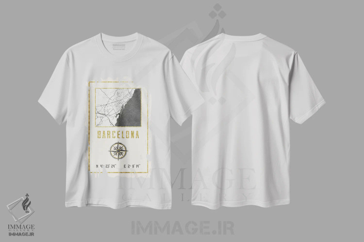 تیشرت سفید طرح دار – تیشرت شهری ,بارسلونا، اسپانیا اثر نیچر مجیک فروشگاه ایماژ