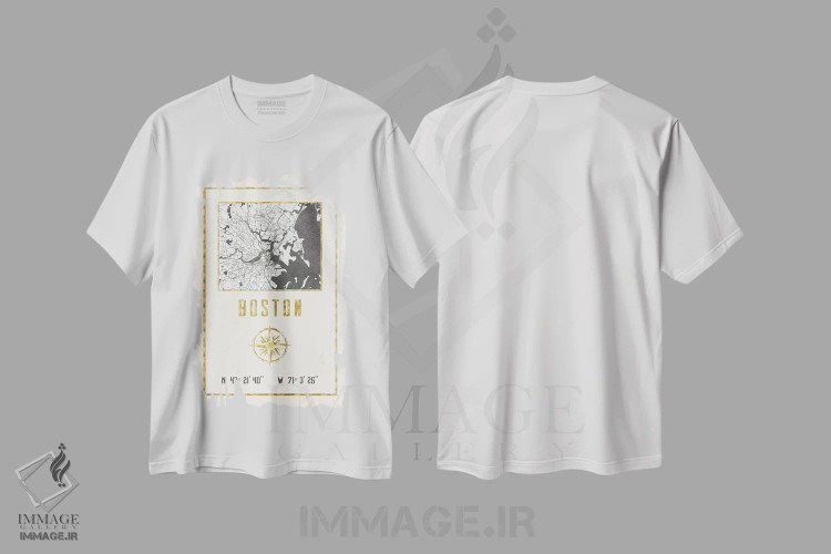 تیشرت سفید طرح دار – تیشرت نقشه ,بوستون، ماساچوست اثر نیچر مجیک فروشگاه ایماژ