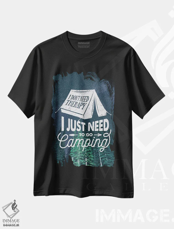 تیشرت مشکی طرح دار – تیشرت انگیزشی ,فقط به کمپ زدن در جنگل سبز و ستاره ها نیاز دارم اثر نیچر مجیک immage.ir