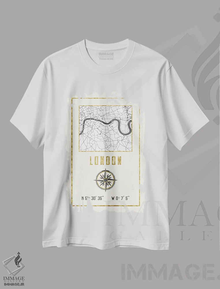 تیشرت سفید طرح دار – تیشرت نقشه ,لندن، انگلستان، بریتانیا اثر نیچر مجیک فروشگاه ایماژ