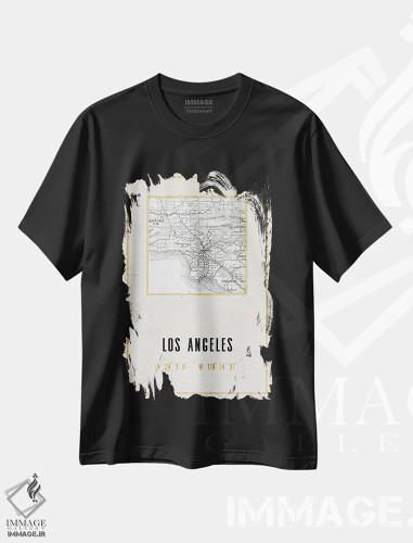 تیشرت مشکی طرح دار – تیشرت نقشه شهر ,لس آنجلس، کالیفرنیا II اثر نیچر مجیک فروشگاه ایماژ