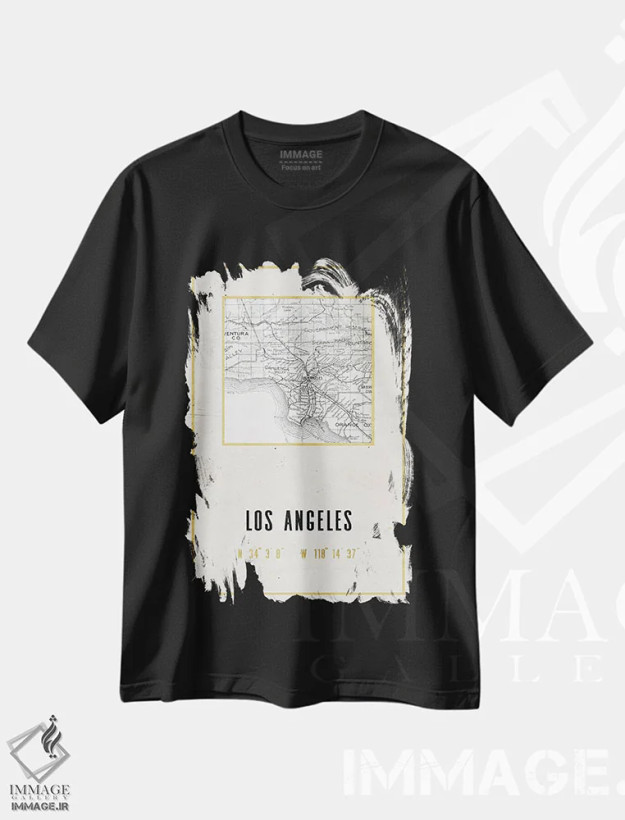 تیشرت مشکی طرح دار – تیشرت نقشه شهر ,لس آنجلس، کالیفرنیا II اثر نیچر مجیک فروشگاه ایماژ