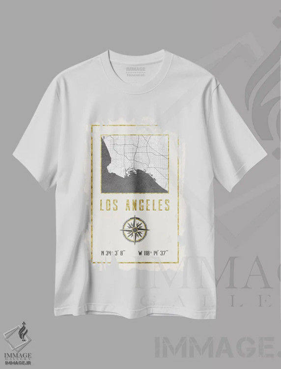 تیشرت سفید طرح دار – تیشرت تایپوگرافی ,لس آنجلس، کالیفرنیا اثر نیچر مجیک فروشگاه ایماژ