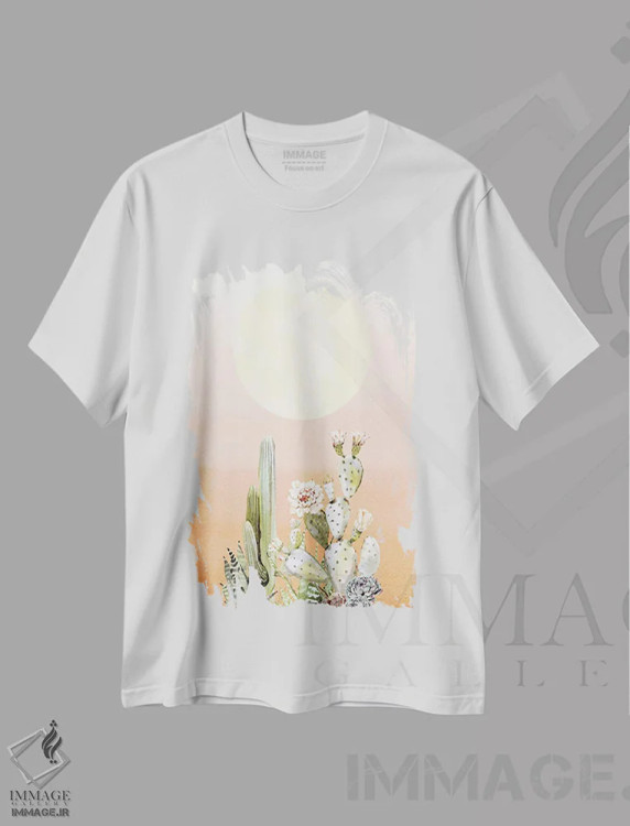 تیشرت سفید طرح دار – تیشرت طبیعت ,روزهای صحرا II اثر نیچر مجیک فروشگاه ایماژ