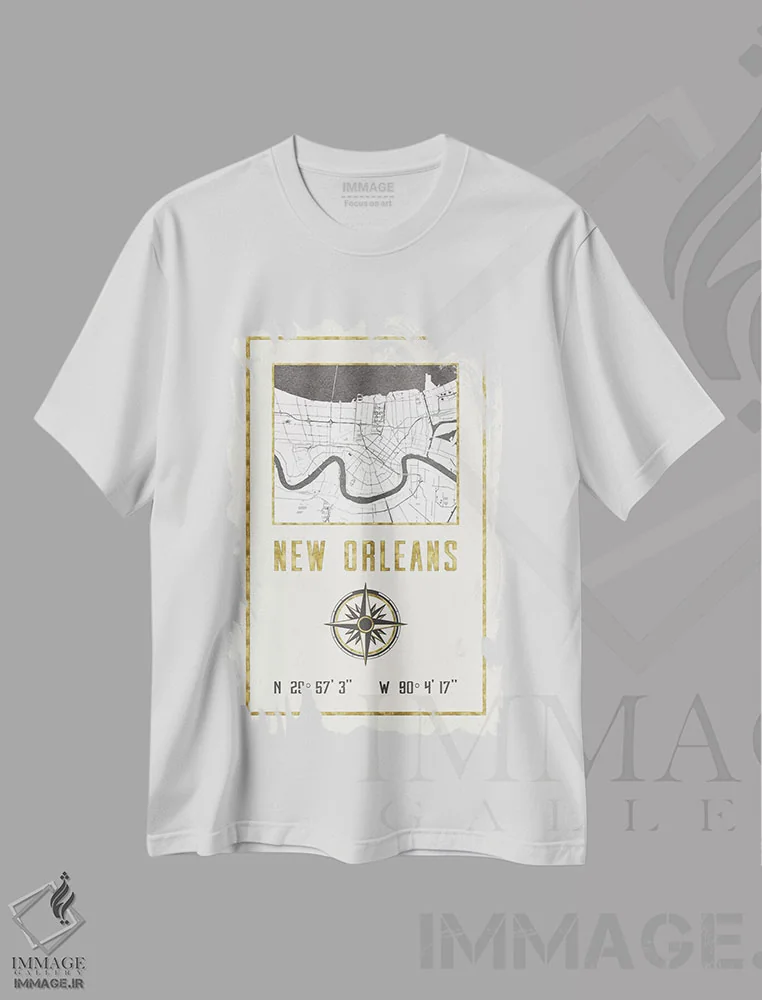 تیشرت سفید طرح دار – تیشرت شهری ,نیواورلئان، لوئیزیانا اثر نیچر مجیک immage.ir