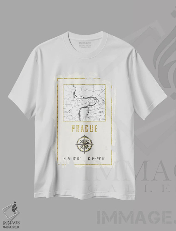 تیشرت سفید طرح دار – تیشرت نقشه ,پراگ، جمهوری چک اثر نیچر مجیک فروشگاه ایماژ