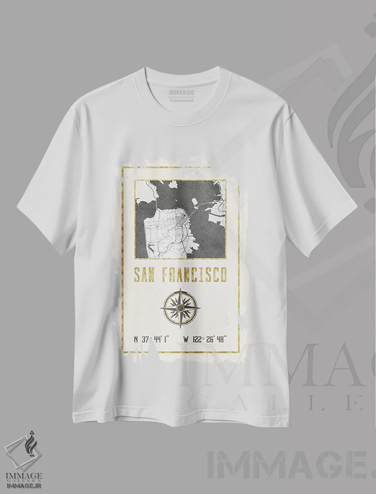 تیشرت سفید طرح دار – تیشرت سفر ,سان فرانسیسکو، کالیفرنیا اثر نیچر مجیک immage.ir