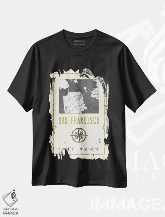 تیشرت مشکی طرح دار – تیشرت سفر ,سان فرانسیسکو، کالیفرنیا اثر نیچر مجیک فروشگاه ایماژ