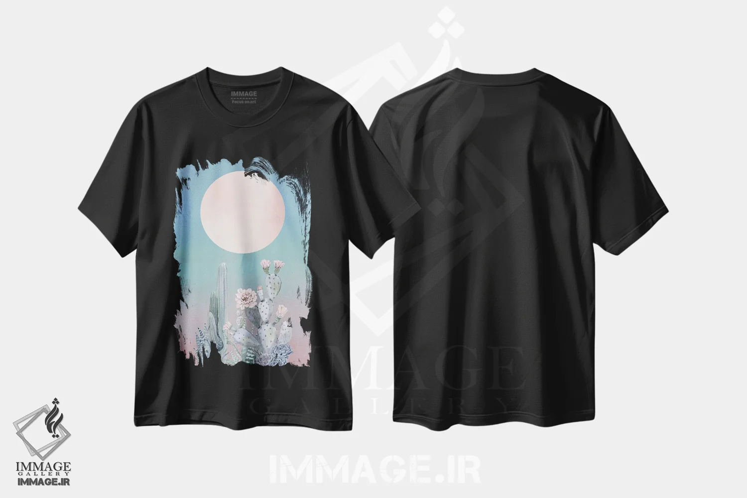 تیشرت مشکی طرح دار – تیشرت بوهمی ,گرگ ومیش کویر اثر نیچر مجیک فروشگاه ایماژ