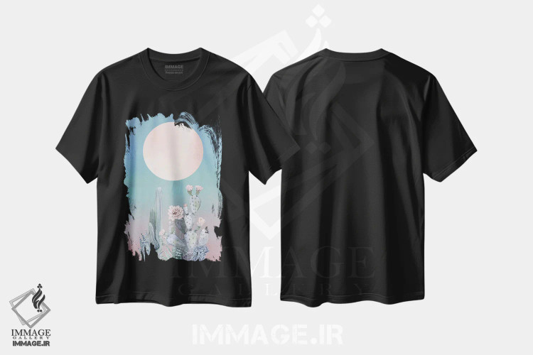 تیشرت مشکی طرح دار – تیشرت بوهمی ,گرگ ومیش کویر اثر نیچر مجیک فروشگاه ایماژ