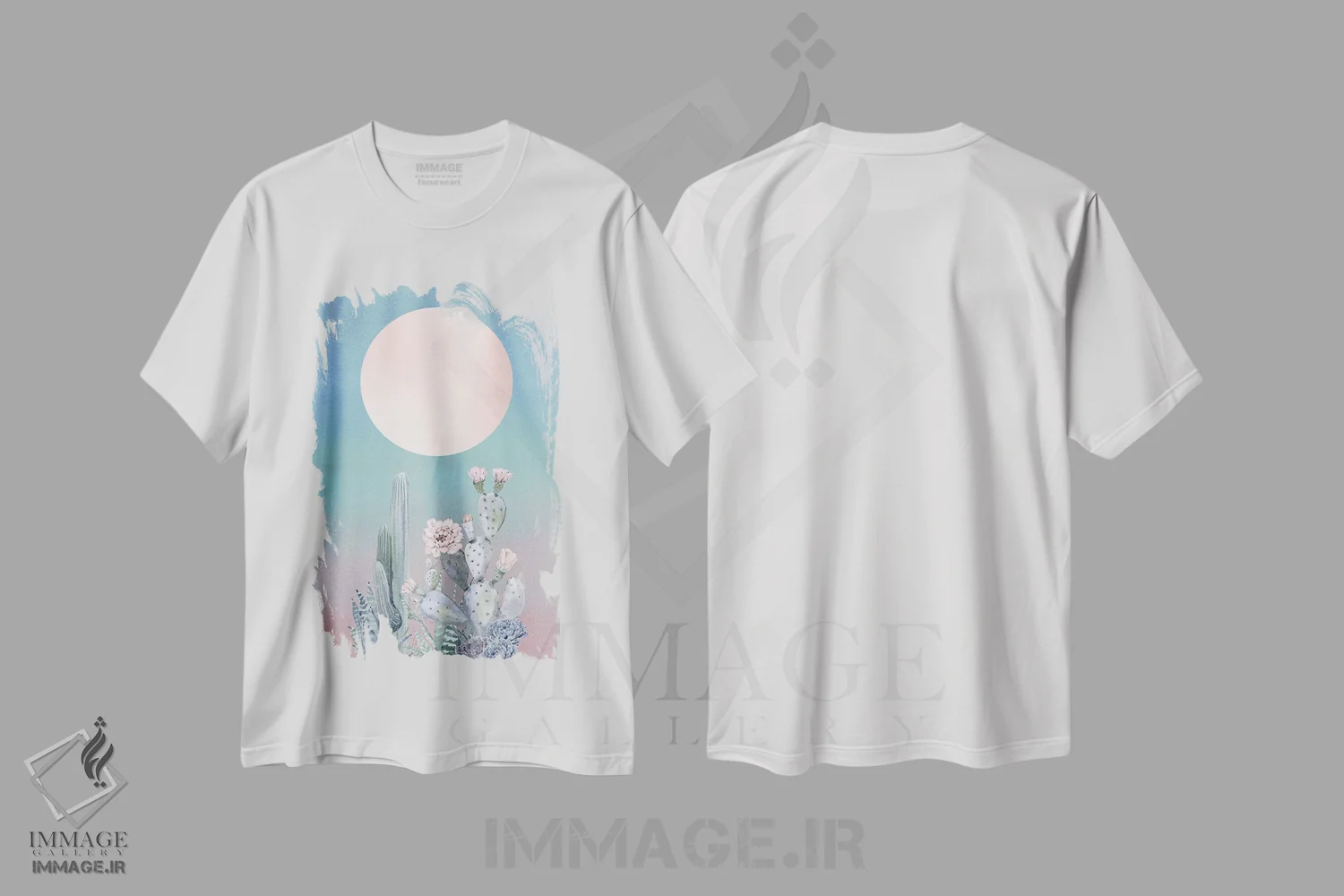تیشرت سفید طرح دار – تیشرت بوهمی ,گرگ ومیش کویر اثر نیچر مجیک immage.ir