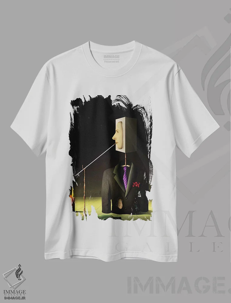 تیشرت سفید طرح دار – تیشرت هنری ,مردی در شب اثر مارسل کارام فروشگاه ایماژ