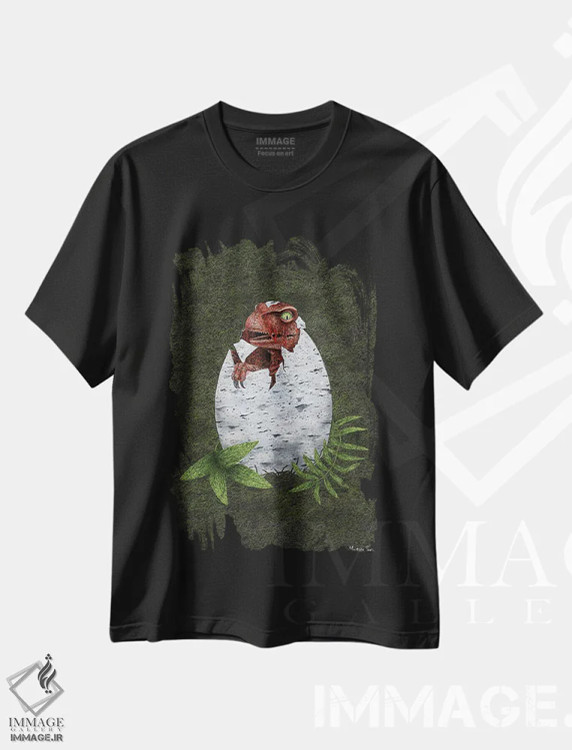 تیشرت مشکی طرح دار – تیشرت گیمینگ ,رپتور کوچک اثر مارتینا اسکات فروشگاه ایماژ