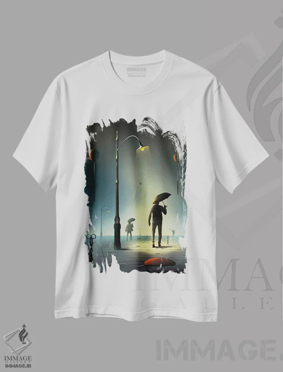 تیشرت سفید طرح دار – تیشرت هنری ,قیچی ها اثر مارسل کارام immage.ir