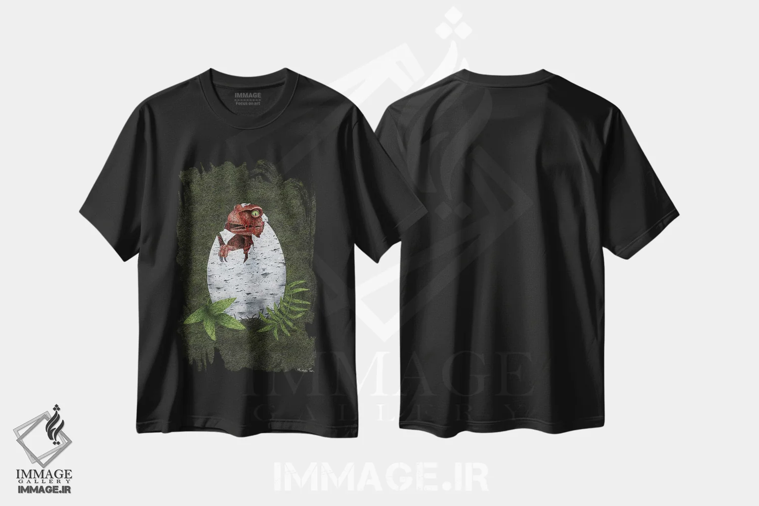 تیشرت مشکی طرح دار – تیشرت گیمینگ ,رپتور کوچک اثر مارتینا اسکات فروشگاه ایماژ