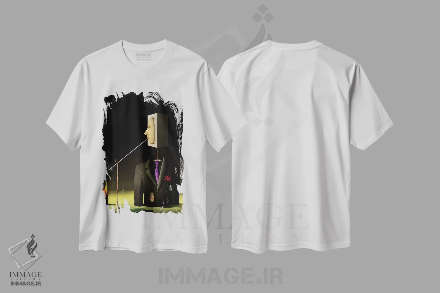 تیشرت سفید طرح دار – تیشرت هنری ,مردی در شب اثر مارسل کارام فروشگاه ایماژ
