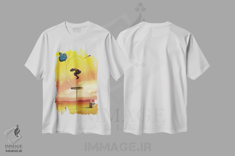 تیشرت سفید طرح دار – تیشرت هنری ,تخم شیشه ای اثر مارسل کارام فروشگاه ایماژ