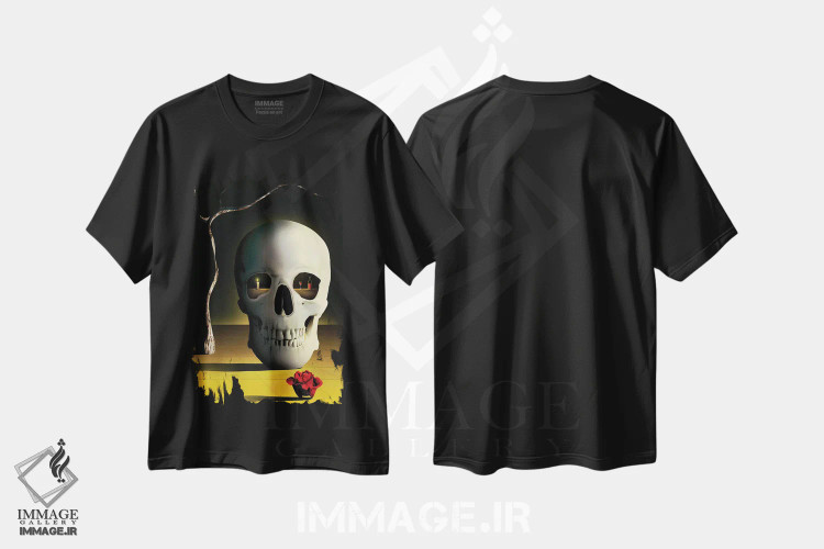 تیشرت مشکی طرح دار – تیشرت فانتزی ,جمجمه دیجیتال اثر مارسل کارام immage.ir