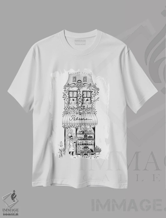 تیشرت سفید طرح دار – تیشرت هنری ,قنادی اثر مادالینا تنتارئانو immage.ir