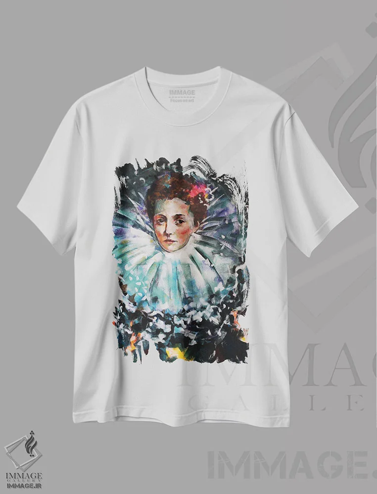 تیشرت سفید طرح دار – تیشرت هنری کلاسیک ,بانو سوم اثر مارینا دل پوزو فروشگاه ایماژ