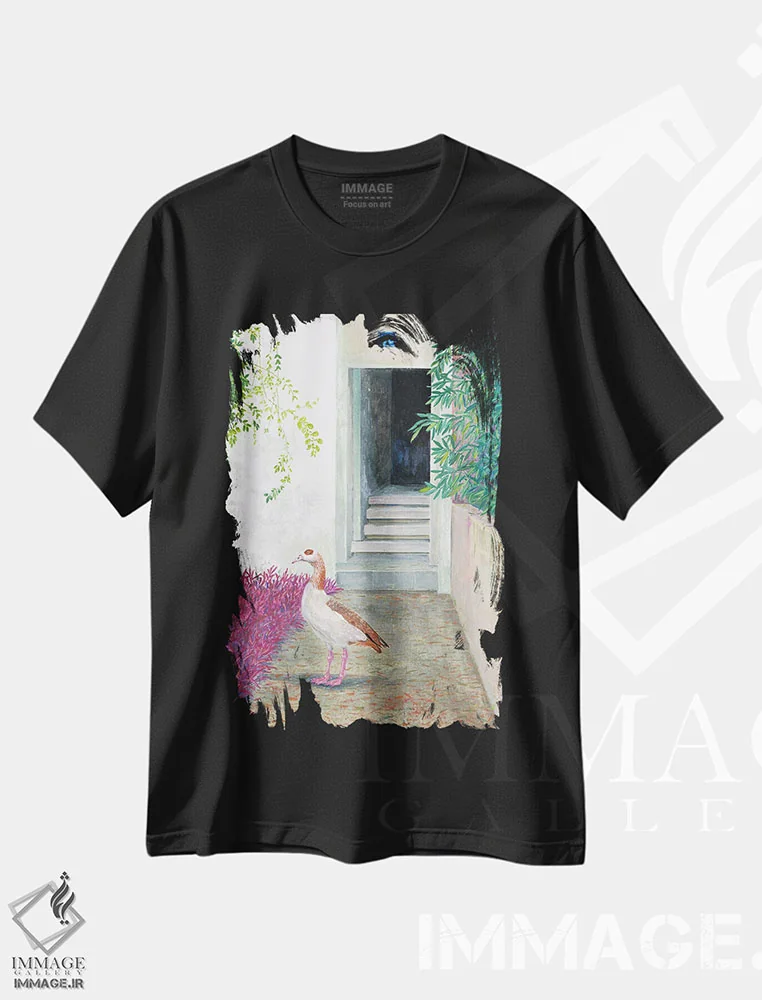 تیشرت مشکی طرح دار – تیشرت حیوانات ,غاز مصری اثر میری اشت immage.ir