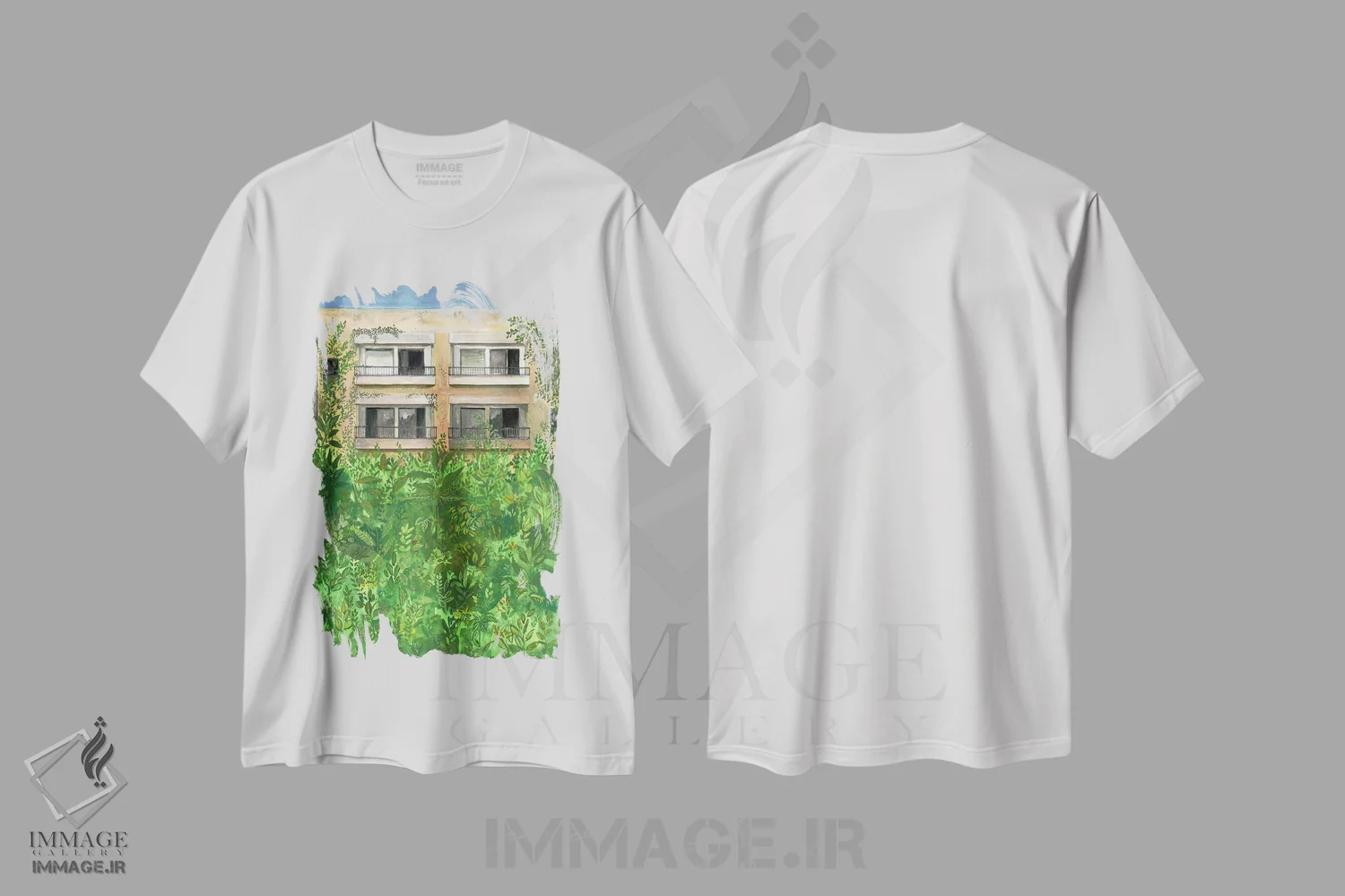 تیشرت سفید طرح دار – تیشرت هنری ,ساختمان اثر میری اشت immage.ir